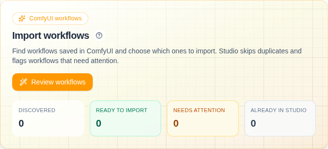 Workflow discovery and import controls in Studio settings